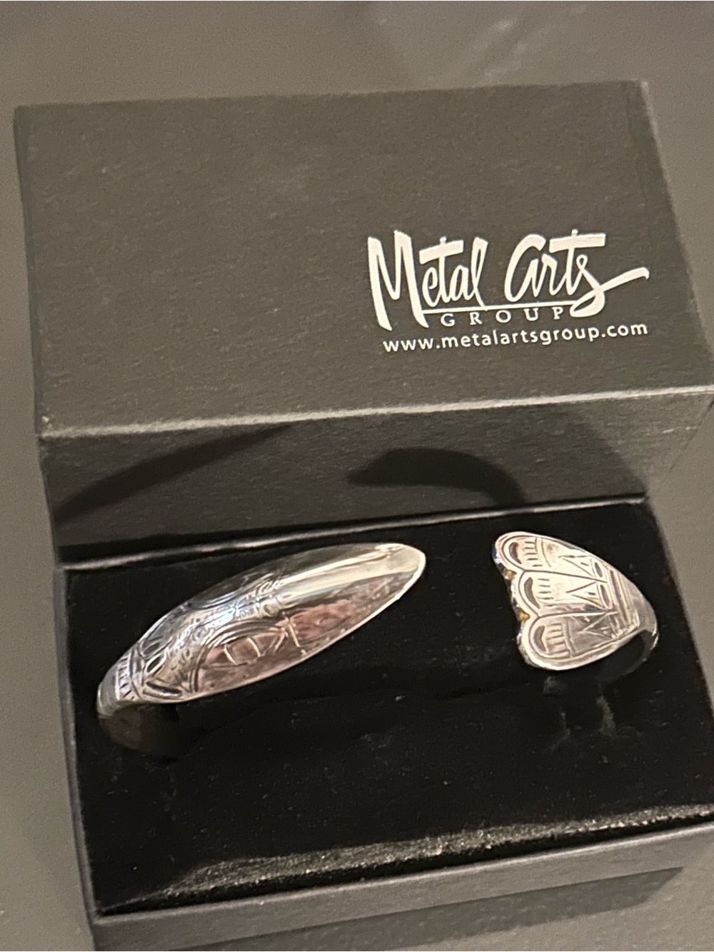 Sterling Silver Engraved Cuff Bracelet - Silver